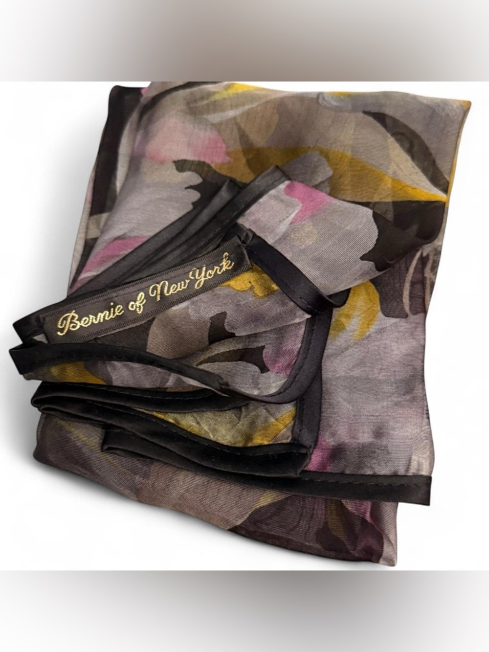 Floral Sheer Scarf in Gray and Pink